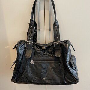 Lululemon shiny black gym tote weekender podium bag yoga